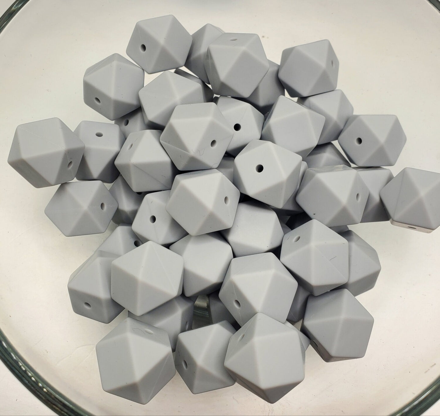 Gray Hexagon 17mm Silicone Beads