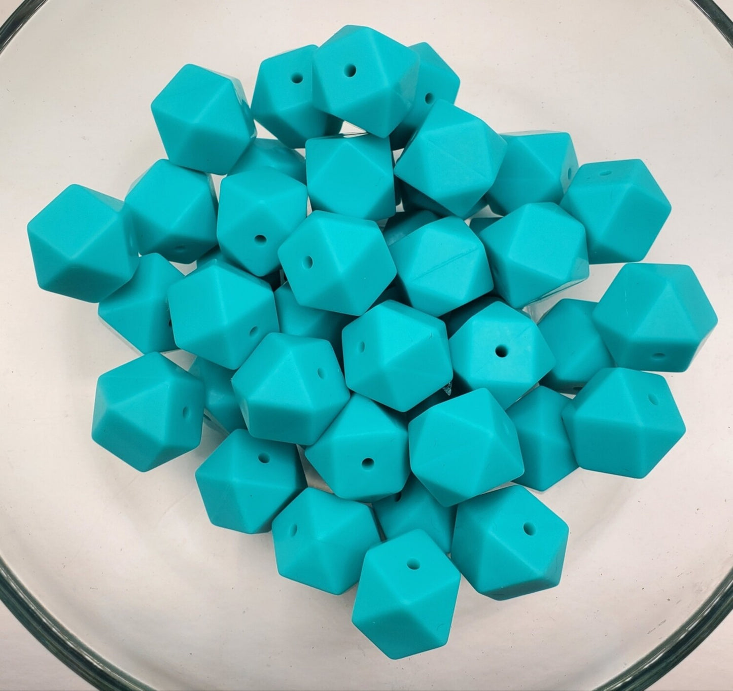 Turquoise Hexagon 17mm Silicone Beads
