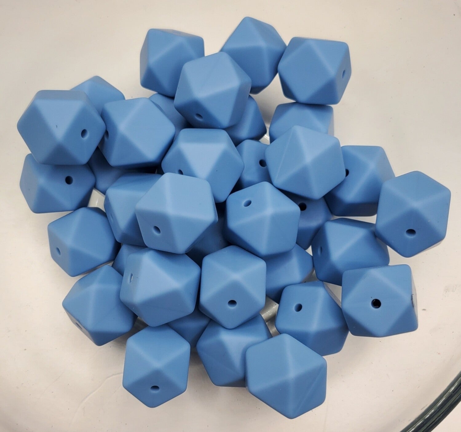 Denim Hexagon 17mm Silicone Beads