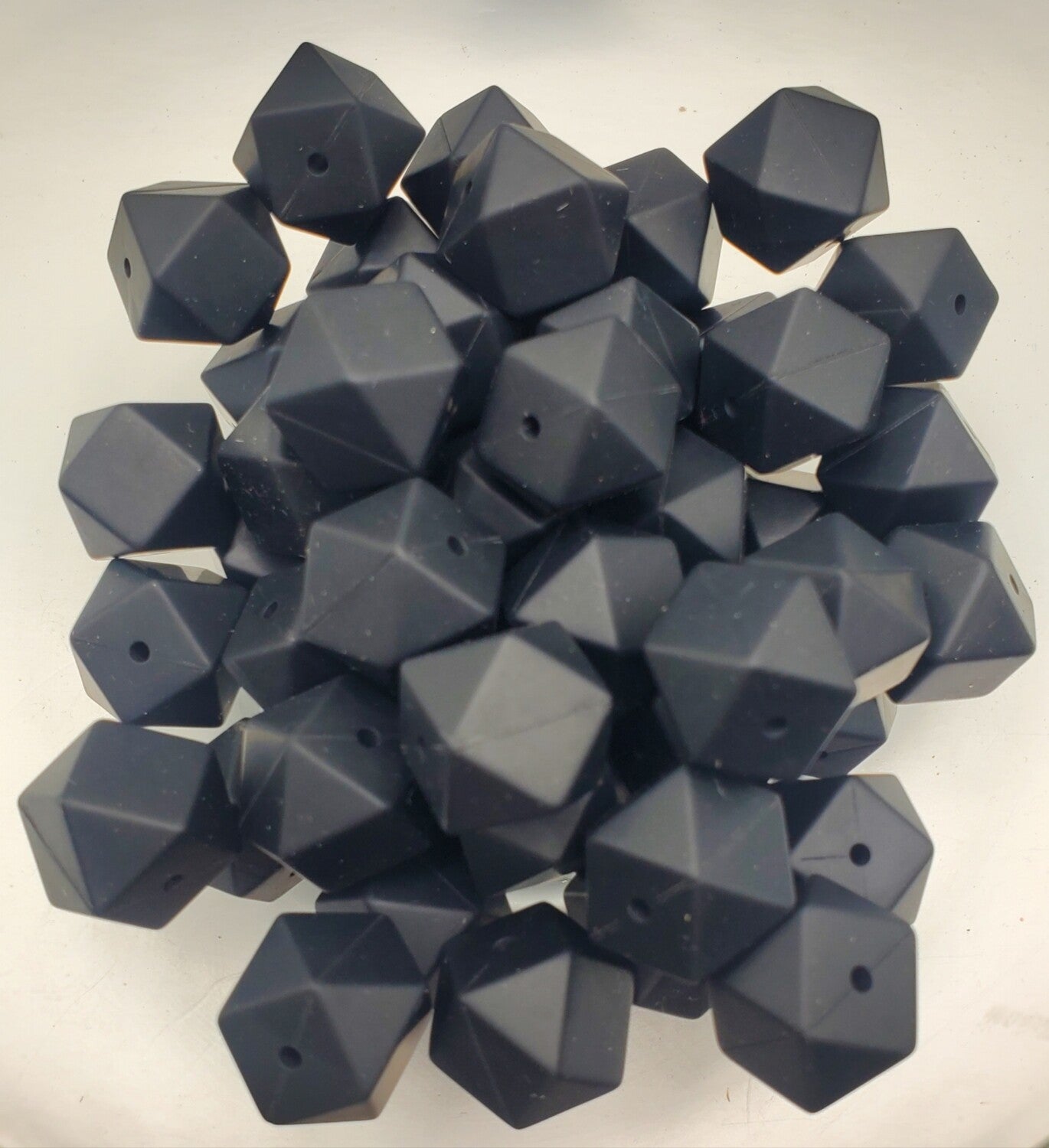Black Hexagon 17mm Silicone Beads