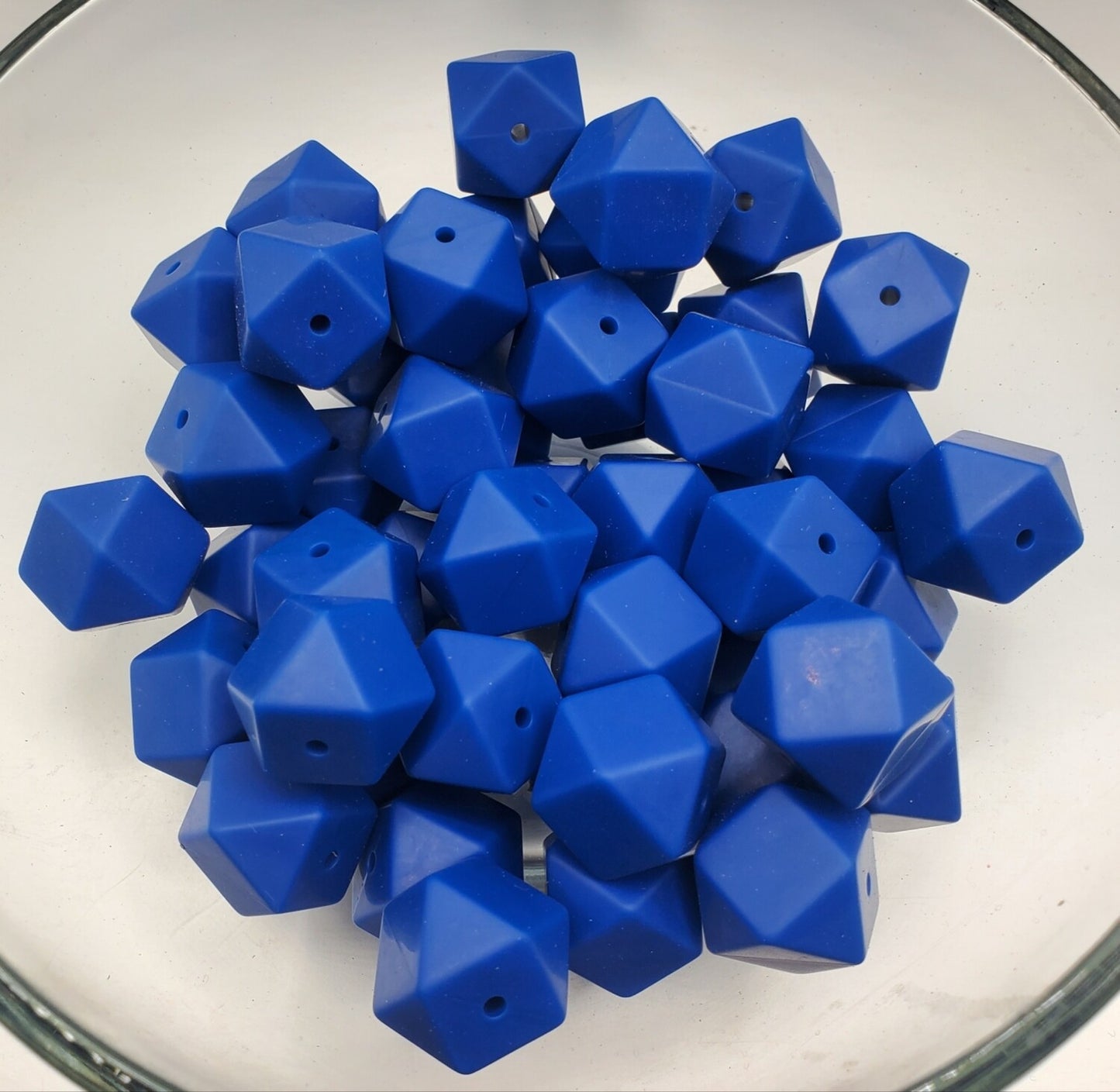 Blue Hexagon 17mm Silicone Beads