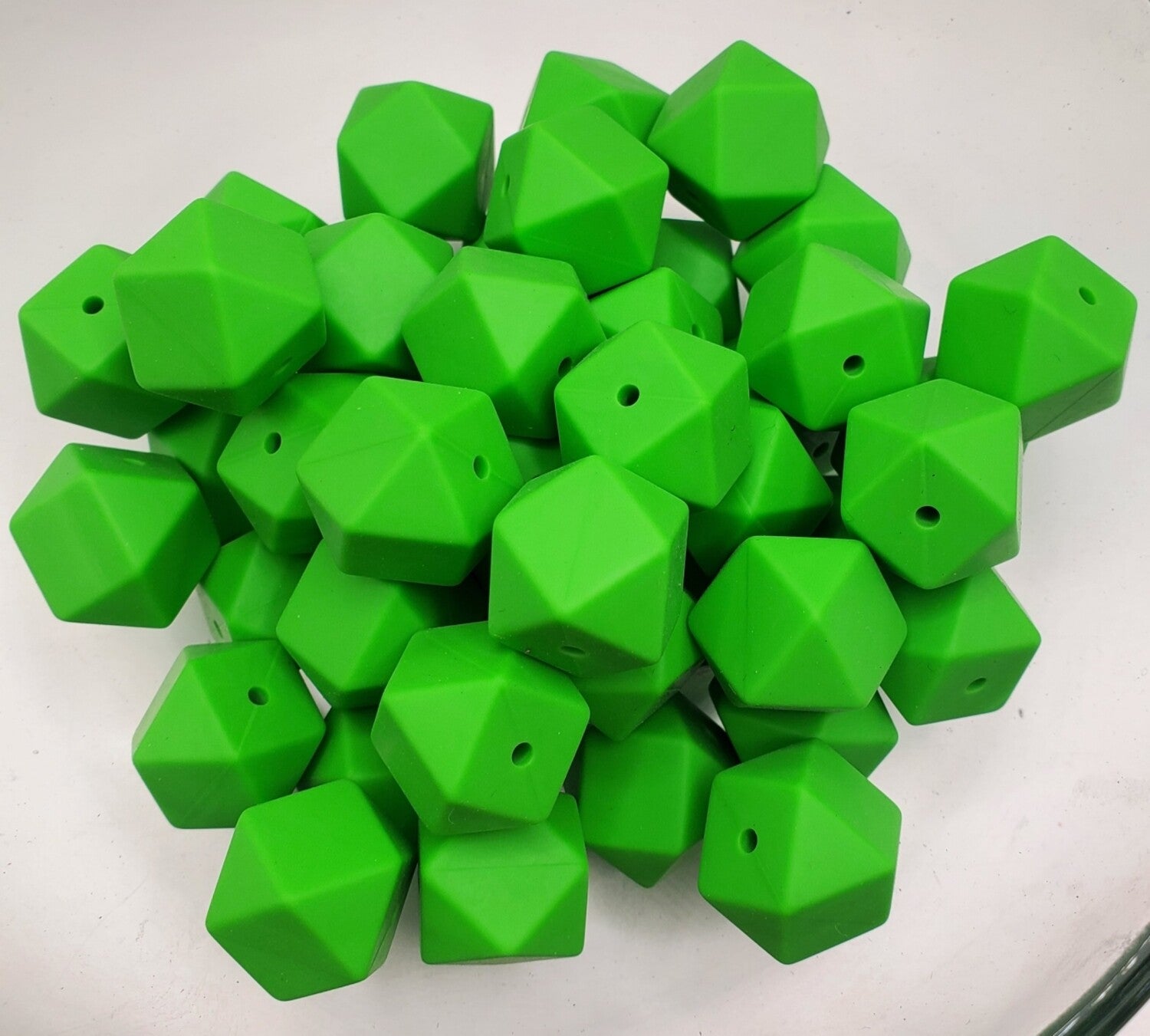 Green Hexagon 17mm Silicone Beads