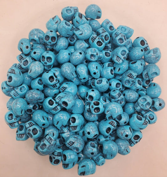 Turquoise Skull Acrylic Bubblegum Beads